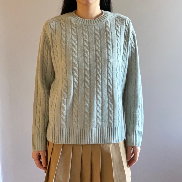 Zara cashmere cable knit sweater sea green - Picture 2 of 9